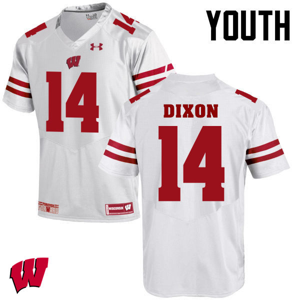 Wisconsin Badgers Youth #14 DCota Dixon NCAA Under Armour Authentic White College Stitched Football Jersey OT40F74LI